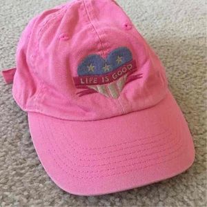Life is Good Kids Pink Hat -Heart Stars